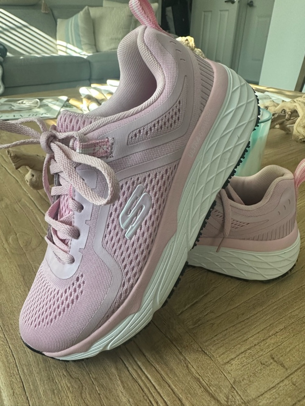 Skechers Light Pink Mesh Lace-Up Sneakers